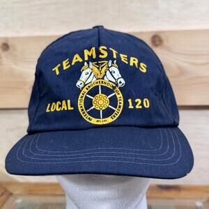 Vintage Teamsters Hat Cap Snap Back Embroidered Union Local 120 Mens 90s
